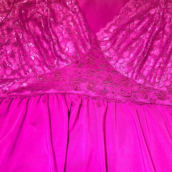 Amoureuse Womens Size 2X Nightgown Plus Size Magenta Purple Lace Bodice Maxi - Picture 8 of 11